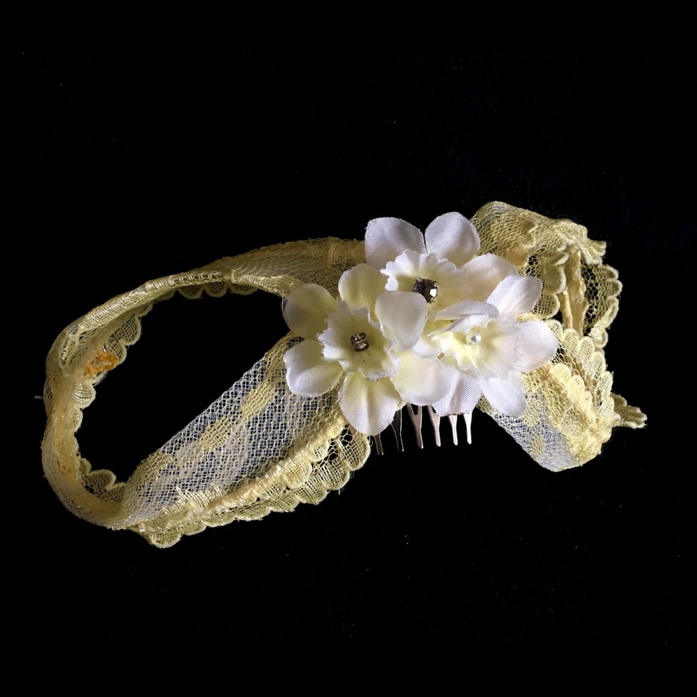 Yellow Lace Fascinator Inspired By Mrs Maisel - Picture 7 of 8
